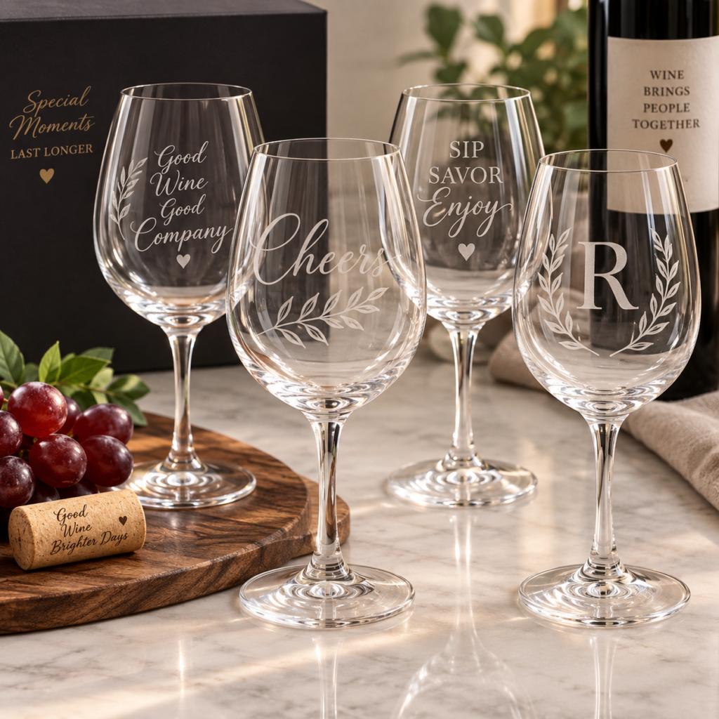 Engraved Crystal Wine Glasses